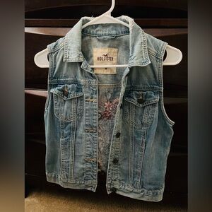 Hollister Embroidered Denim Vest